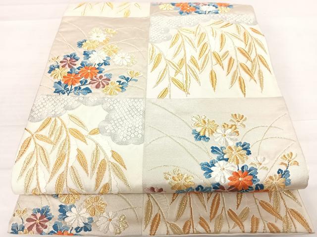 平和屋着物◎六通柄袋帯　唐織　草花文　金銀糸　正絹　逸品　AABD7249yx
