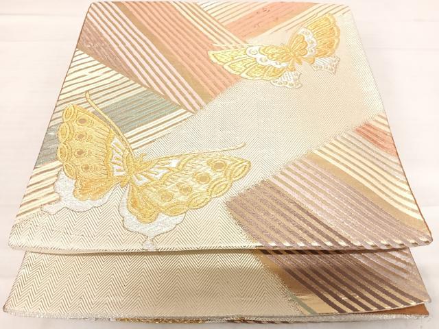平和屋着物◎六通柄袋帯　唐織　舞蝶文　金銀糸　正絹　逸品　AABD7259yx