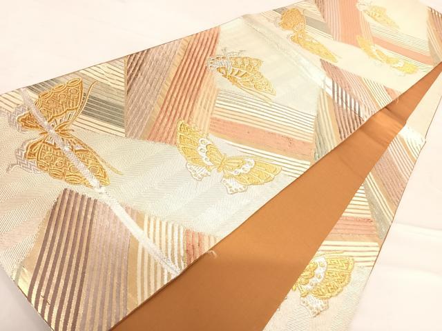 平和屋着物◎六通柄袋帯　唐織　舞蝶文　金銀糸　正絹　逸品　AABD7259yx
