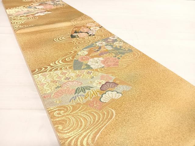 平和屋着物◎六通柄袋帯　唐織　地紙花鳥文　金銀糸　正絹　逸品　AABD7266yx