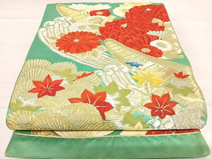 平和屋着物◎六通柄袋帯　花舟文　金銀糸　正絹　逸品　AABD7281yx