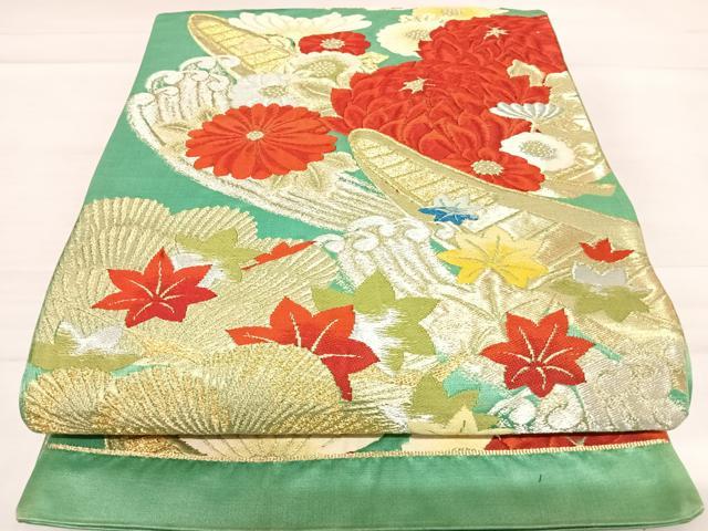 平和屋着物◎六通柄袋帯　花舟文　金銀糸　正絹　逸品　AABD7281yx