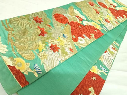 平和屋着物◎六通柄袋帯　花舟文　金銀糸　正絹　逸品　AABD7281yx