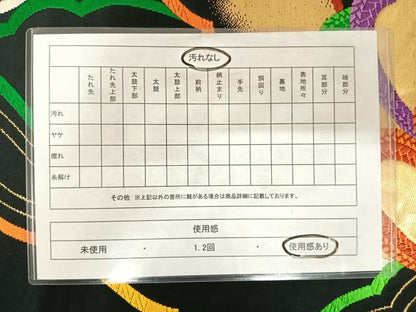 平和屋着物◎六通柄袋帯　唐織　洋花文　黒地　金糸　正絹　逸品　AABD7284yx