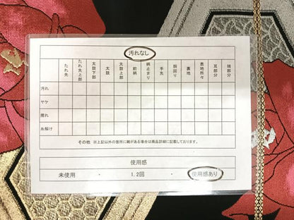 平和屋着物◎六通柄袋帯　亀甲花文　黒地　金銀糸　正絹　逸品　AABD7285yx