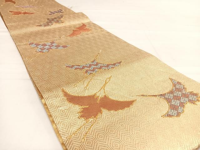 平和屋着物◎六通柄袋帯　刺繍　飛鶴文　金糸　正絹　逸品　AABD7287yx