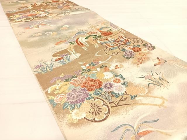 平和屋着物◎六通柄袋帯　唐織　京洛絵巻　金銀糸　正絹　逸品　AABD7288yx