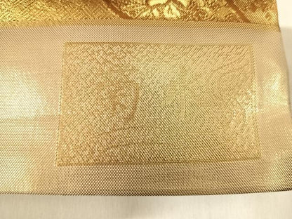 平和屋着物◎佐賀錦 六通柄袋帯 菊水 道長鳳凰花文 金糸 正絹 逸品 AABD7297yx