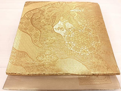 平和屋着物◎佐賀錦 六通柄袋帯 菊水 道長鳳凰花文 金糸 正絹 逸品 AABD7297yx