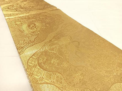 平和屋着物◎佐賀錦 六通柄袋帯 菊水 道長鳳凰花文 金糸 正絹 逸品 AABD7297yx