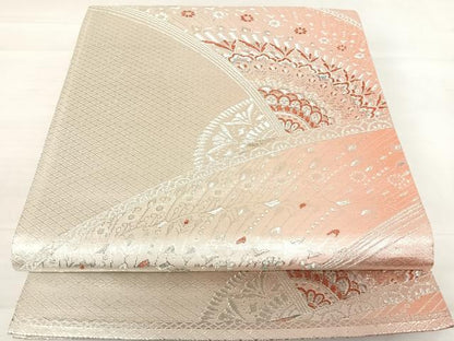 平和屋着物◎六通柄袋帯 孔雀羽文 金銀糸 正絹 逸品 AABD7302yx
