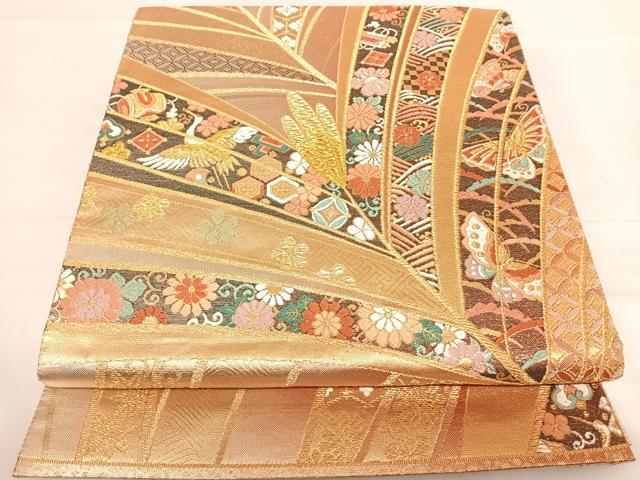 平和屋着物◎六通柄袋帯 唐織 鏡金 金銀糸 正絹 逸品 AABD7303yx