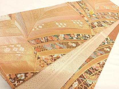 平和屋着物◎六通柄袋帯 唐織 鏡金 金銀糸 正絹 逸品 AABD7303yx