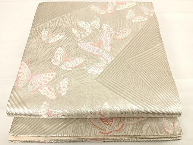 平和屋着物◎六通柄袋帯 唐織 舞蝶文 金銀糸 正絹 逸品 AABD7307yx
