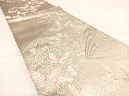 平和屋着物◎六通柄袋帯 唐織 舞蝶文 金銀糸 正絹 逸品 AABD7307yx