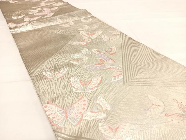 平和屋着物◎六通柄袋帯 唐織 舞蝶文 金銀糸 正絹 逸品 AABD7307yx