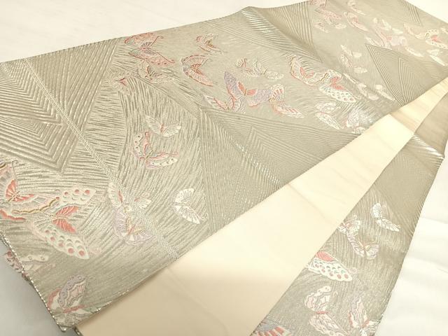 平和屋着物◎六通柄袋帯 唐織 舞蝶文 金銀糸 正絹 逸品 AABD7307yx
