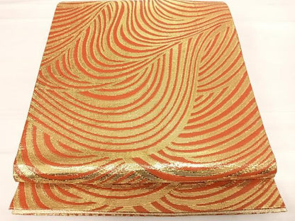 平和屋着物◎佐賀錦 全通柄袋帯 流水文 金糸 正絹 逸品 AABD7308yx