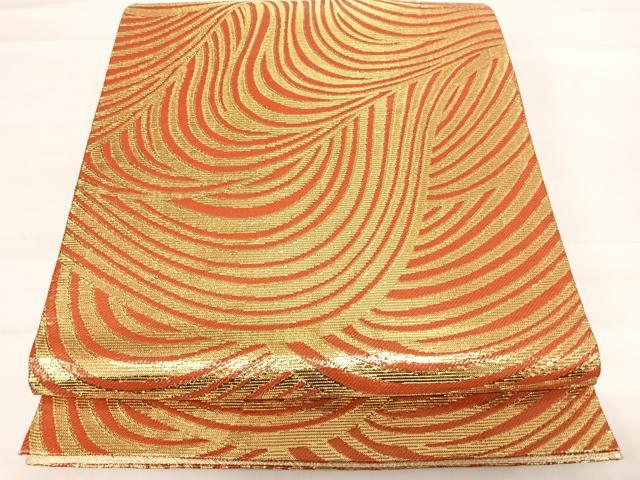 平和屋着物◎佐賀錦 全通柄袋帯 流水文 金糸 正絹 逸品 AABD7308yx