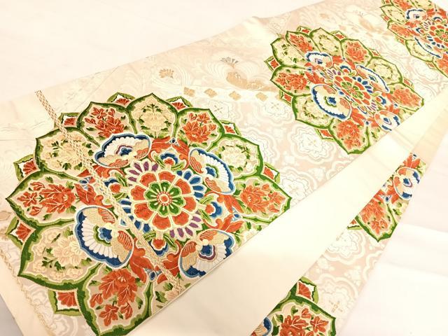 平和屋着物◎六通柄袋帯 唐織 欧風華文 金銀糸 正絹 逸品 AABD7321yx