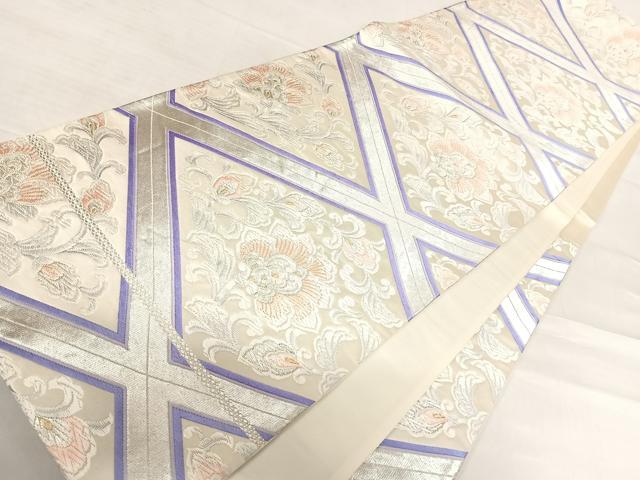 平和屋着物◎六通柄袋帯 唐織 更紗花文 金銀糸 正絹 逸品 AABD7328yx