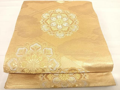 平和屋着物◎六通柄袋帯 正倉院花文 金銀糸 正絹 逸品 AABD7333yx