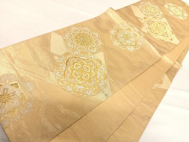 平和屋着物◎六通柄袋帯 正倉院花文 金銀糸 正絹 逸品 AABD7333yx