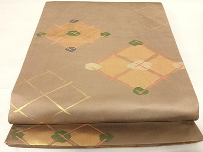 平和屋着物◎全通柄袋帯 菱 玉露染 金糸 正絹 逸品 AABD7335yx