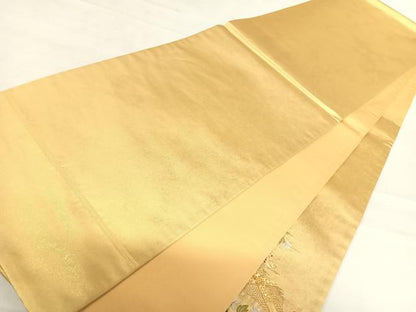 平和屋着物◎太鼓柄袋帯 唐織 天井花丸文 金糸 正絹 逸品 AABD7343yx