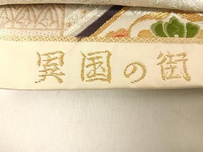 平和屋着物◎六通柄袋帯 唐織 異国の街 金銀糸 正絹 逸品 AABD7352yx