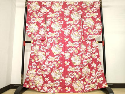 平和屋着物●小振袖　二尺袖　花毬文　金彩　洗える着物　AABD7362ck