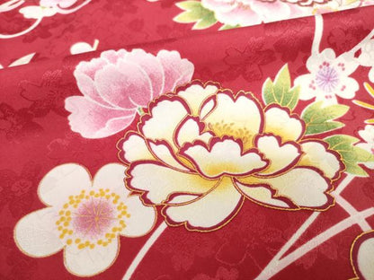 平和屋着物●小振袖　二尺袖　花毬文　金彩　洗える着物　AABD7362ck
