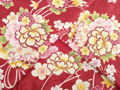 平和屋着物●小振袖　二尺袖　花毬文　金彩　洗える着物　AABD7362ck