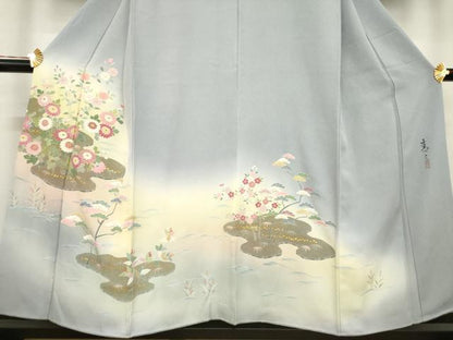 平和屋着物●京友禅の第一人者　松井青々　訪問着　風景文　暈し染め　正絹　逸品　AABD7368ck
