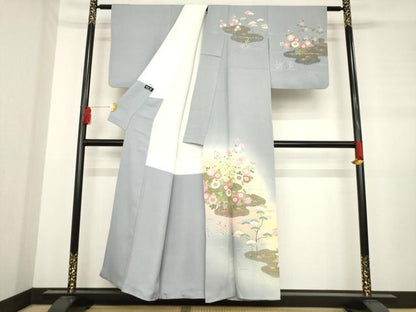 平和屋着物●京友禅の第一人者　松井青々　訪問着　風景文　暈し染め　正絹　逸品　AABD7368ck