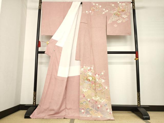 平和屋着物●京友禅の第一人者　松井青々　訪問着　草花文　金彩　ロング丈　正絹　逸品　AABD7370ck