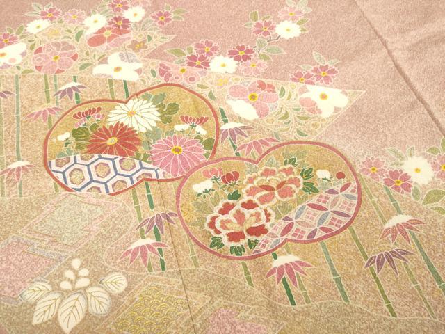 平和屋着物●京友禅の第一人者　松井青々　訪問着　草花文　金彩　ロング丈　正絹　逸品　AABD7370ck