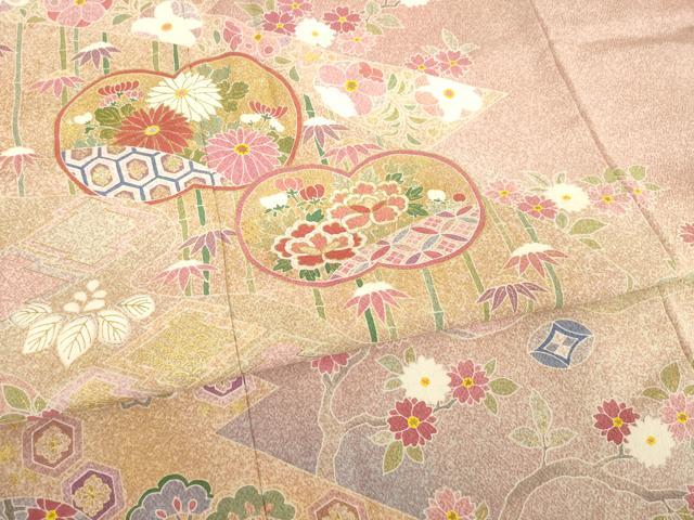 平和屋着物●京友禅の第一人者　松井青々　訪問着　草花文　金彩　ロング丈　正絹　逸品　AABD7370ck