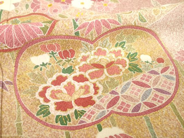 平和屋着物●京友禅の第一人者　松井青々　訪問着　草花文　金彩　ロング丈　正絹　逸品　AABD7370ck