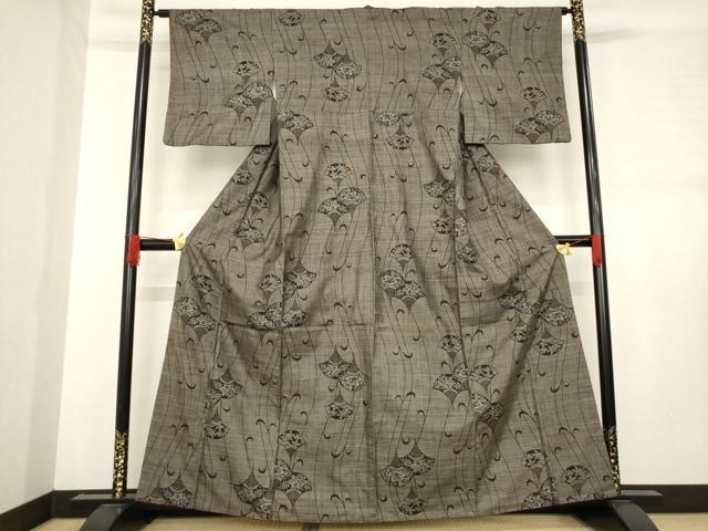 平和屋着物●本場大島紬 カタス9マルキ 青海波花文 正絹 逸品 AABD7373ck