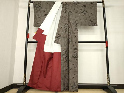 平和屋着物●本場大島紬 カタス9マルキ 青海波花文 正絹 逸品 AABD7373ck