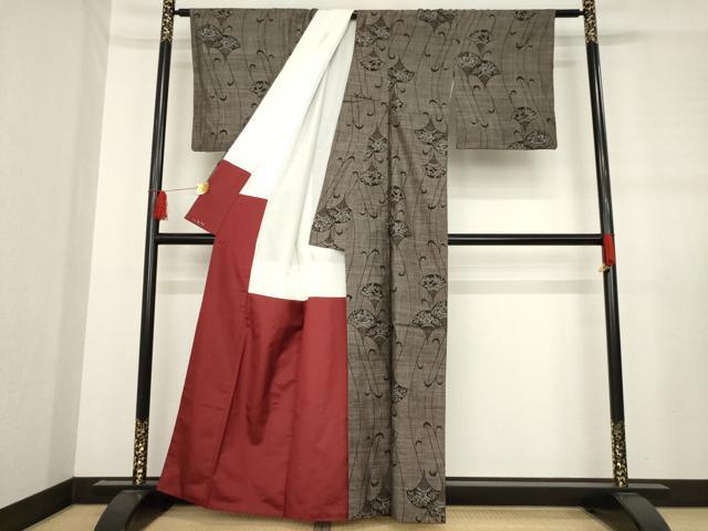 平和屋着物●本場大島紬 カタス9マルキ 青海波花文 正絹 逸品 AABD7373ck