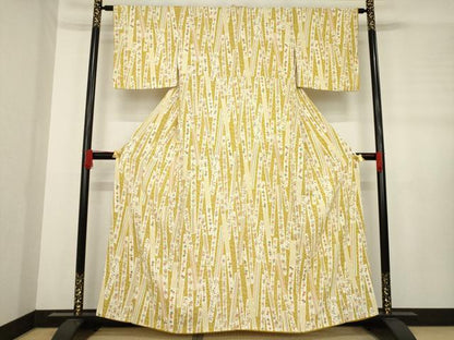 平和屋着物●上質な小紋　短冊花文　正絹　逸品　AABD7374ck