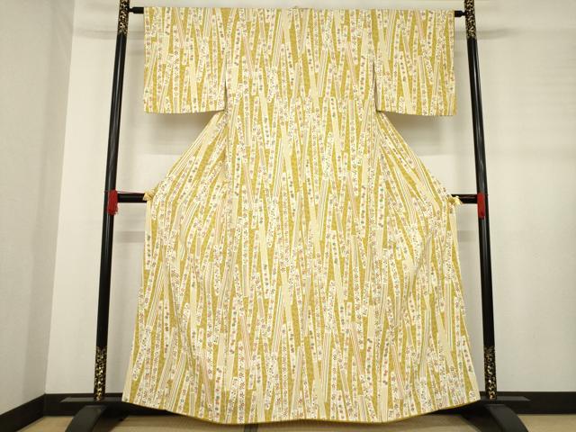 平和屋着物●上質な小紋　短冊花文　正絹　逸品　AABD7374ck