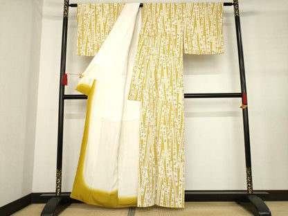 平和屋着物●上質な小紋　短冊花文　正絹　逸品　AABD7374ck