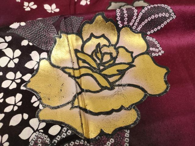 平和屋着物●豪華振袖 薔薇 暈し染め 金銀彩 正絹 逸品 AABD7376ck