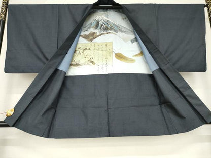 平和屋着物∞男性 本場大島紬 羽織 100亀甲 総詰め 正絹 逸品 AABD7398ck