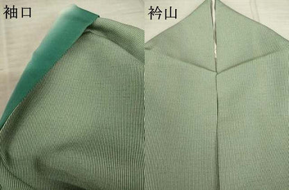 平和屋着物●江戸小紋　万筋　白×老竹色　正絹　逸品　AABD7431ck