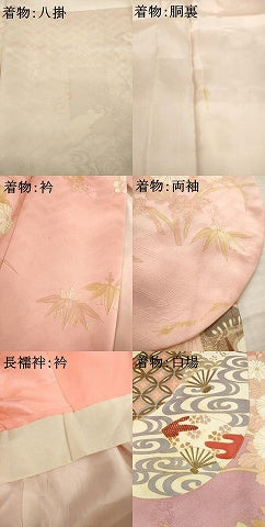 平和屋着物●十日町老舗ブランド　吉澤友禅　吾妻徳穂　振袖・長襦袢(袷)セット　駒刺繍　御所車吉祥花文　金彩　正絹　逸品　AABD7439ck