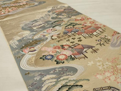 平和屋着物◎六通柄袋帯　唐織　九百錦　千寿里錦繍文　金糸　正絹　逸品　AABD7460ou